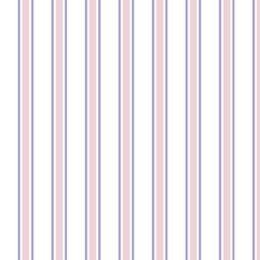 Cotton Candy and Lilac Ticking Stripe on White