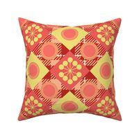 Plaid Circle Checkers Yellow and Red