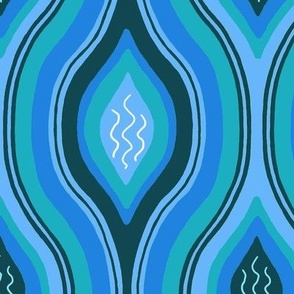 70's pillow 3g blue and green waves
