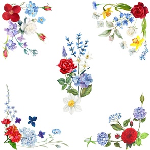 red white and blue floral handkerchief