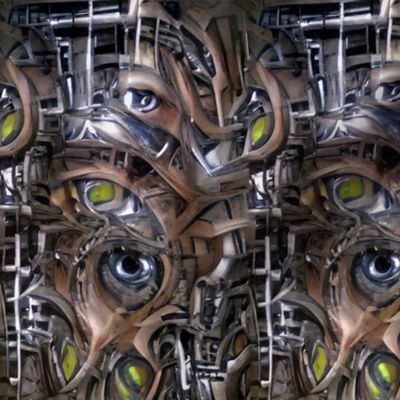 4 biomechanical brown green silver eyes eyeballs cables wires demons aliens monsters body horror sci-fi science fiction futuristic machines Halloween cybernetics scary horrifying morbid macabre spooky eerie frightening disgusting grotesque heavy metal dea