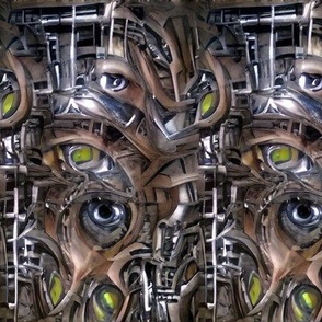 4 biomechanical brown green silver eyes eyeballs cables wires demons aliens monsters body horror sci-fi science fiction futuristic machines Halloween cybernetics scary horrifying morbid macabre spooky eerie frightening disgusting grotesque heavy metal dea