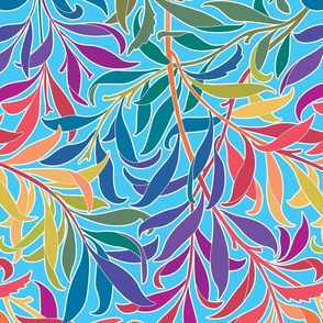 Rainbow Willow - blue background