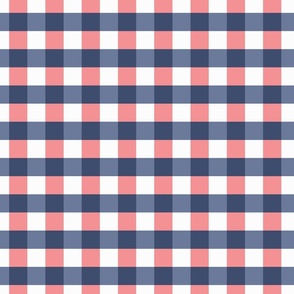 Plaid Coral Blue Gre Fabric, Wallpaper and Home Decor