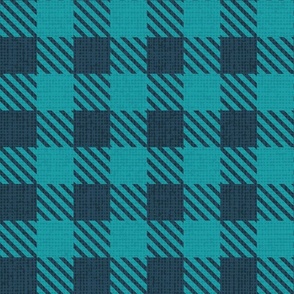 Normal scale // Reworked shepherd’s check coordinate // nile blue and peacock teal classic border tartan