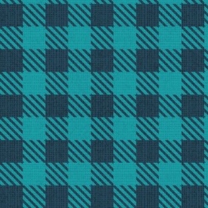 Small scale // Reworked shepherd’s check coordinate // nile blue and peacock teal classic border tartan