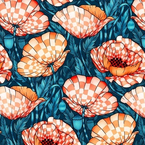 Checkered Poppies - blue 