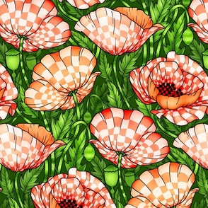Checkered Poppies - green 