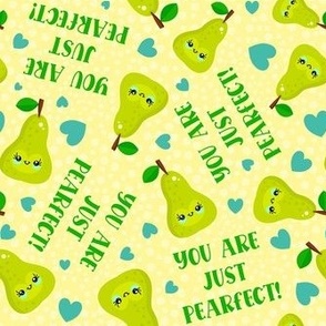 Medium Scale You Are Just Pearfect Kawaii Smiling Green Pear Fruit and Hearts