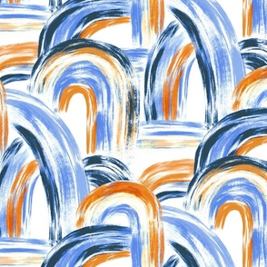 Rainbows and Waterfalls, Bold and Calm - Orange and Blue - Medium Scale