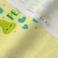 6" Embroidery Hoop Wall Art or Quilt Square You Are Just Pearfect Kawaii Smiling Green Pear Fruit and Hearts