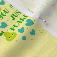 4" Embroidery Hoop Wall Art or Quilt Square You Are Just Pearfect Kawaii Smiling Green Pear Fruit and Hearts
