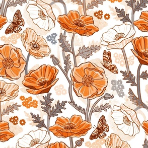 Rustic Orange Poppy Print - Large Scale