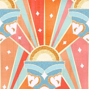 Retro Art Deco Sunshine - Candy Colors  - Large Scale