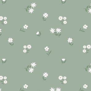Romantic wildflowers scandinavian blossom garden boho floral flowers and vines white olive green