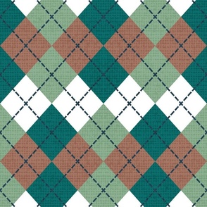 Normal scale // Reworked argyle check // white brown toast pine and jade green classic coordinate 