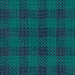 Normal scale // Reworked shepherd’s check coordinate // nile blue and pine green classic border tartan