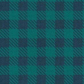 Small scale // Reworked shepherd’s check coordinate // nile blue and pine green classic border tartan
