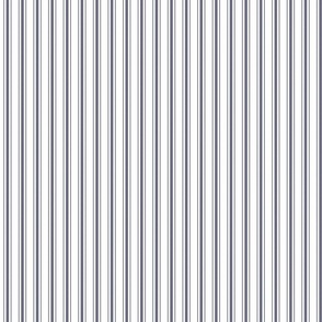 Mattress Ticking Smaller Striped Vertical Pattern in Midnight Blue and White