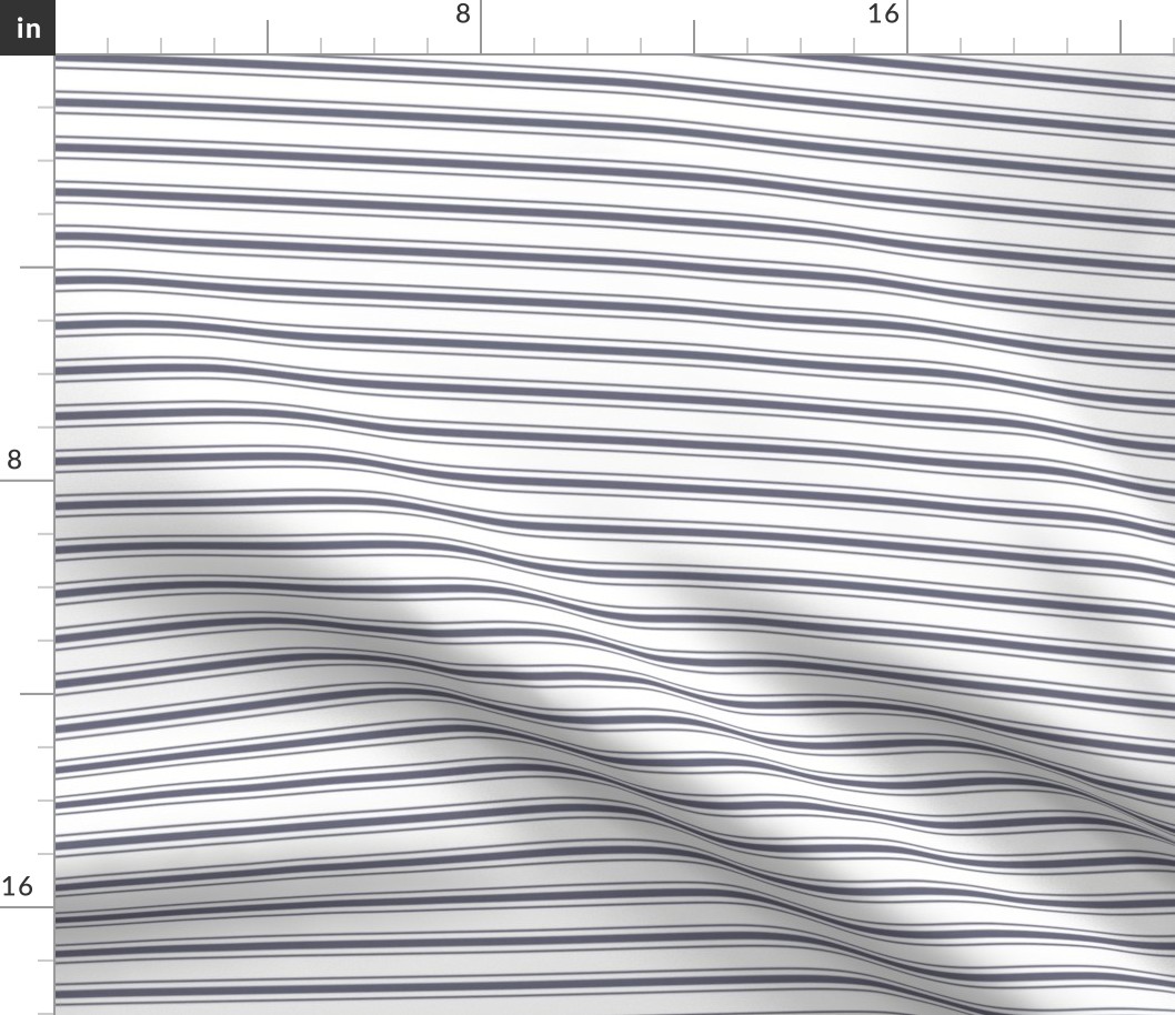 Mattress Ticking Smaller Striped Horizontal Pattern in Midnight Blue and White