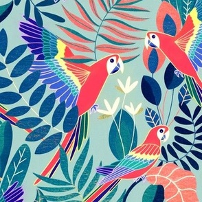 Jungle Parrot Paradise - Pastel Rainforest - Large Scale