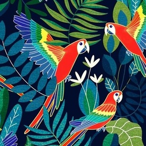 Jungle Parrot Paradise - Tropical Moody - Large Scale