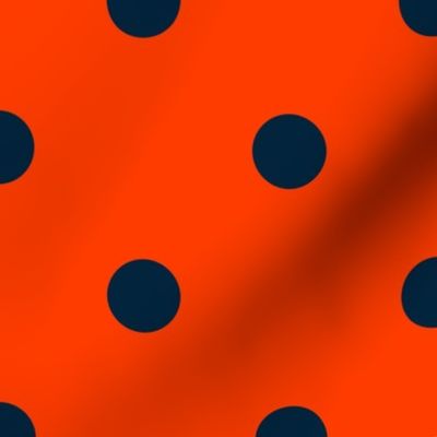 Navy and Neon Orange Jumbo Dots