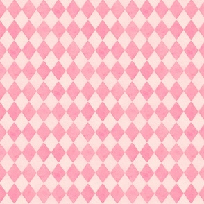 Shell Pink and White Large Watercolored  Diagonal Diamond