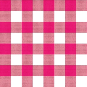Normal scale // Gingham check coordinate // white fuchsia and carissma pink