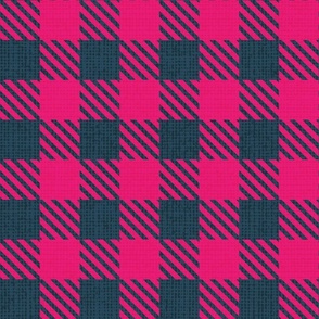 Normal scale // Reworked shepherd’s check coordinate // nile blue and fuchsia pink classic border tartan