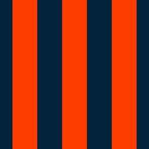 3 Inch Vertical Navy and Orange Cabana Stripes