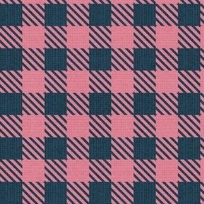 Small scale // Reworked shepherd’s check coordinate // nile blue and carissma pink classic border tartan
