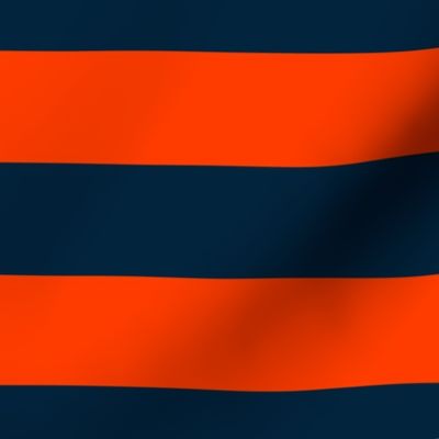 2 Inch Horizontal Navy and Orange Cabana Stripes