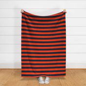 2 Inch Horizontal Navy and Orange Cabana Stripes