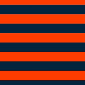 2 Inch Horizontal Navy and Orange Cabana Stripes