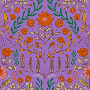 Brittany floral - retro purple 