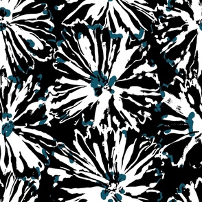 Big scale black and white pattern from Finland flowers 