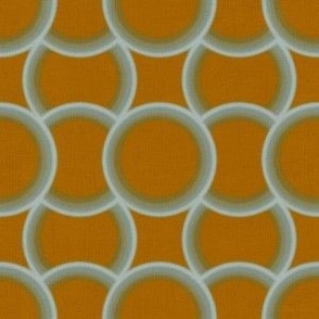 Ochres, sand and ecru geometric circles on linen small coordinate