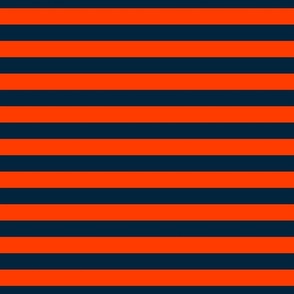 1 Inch Horizontal Navy and Orange Cabana Stripes