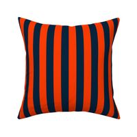 1 Inch Vertical Navy and Orange Cabana Stripes