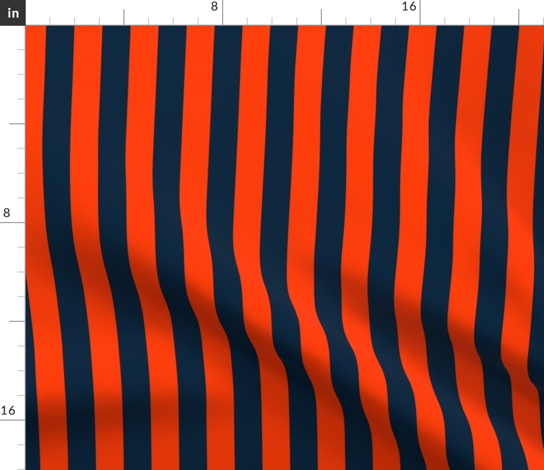 1 Inch Vertical Navy and Orange Cabana Stripes