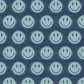 Smiley Face - Light Blue on Navy - Large