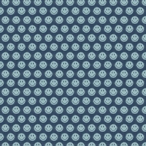Smiley Face - Light Blue on Navy - Small