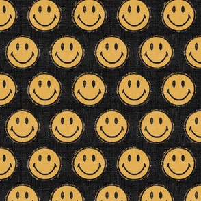 Smiley Face - Yellow on Black - Large