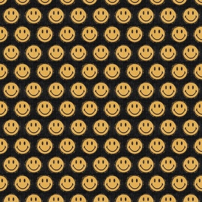 Smiley Face - Yellow on Black - Small
