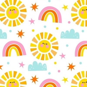 Rainbow Sun Shine Baby Room Fabric Summer Fabric, Kids Fabric