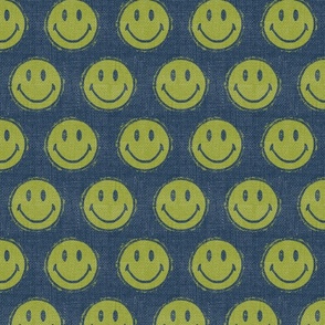 Smiley Face - Green on Blue - Large