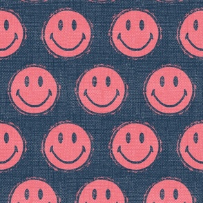 Smiley Face - Pink on Blue - Jumbo
