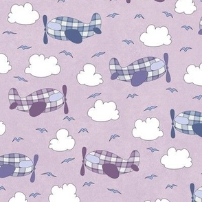 Plaid Among the Clouds on Pale Plum - medium scale