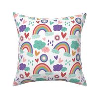 Rainbow Rain Clouds Baby Fabric Cute Cute Baby Fabric, Kids Pattern